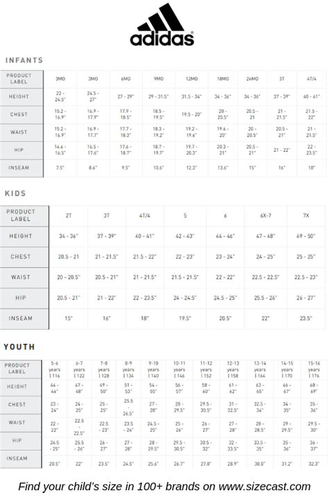 Adidas toddler size chart